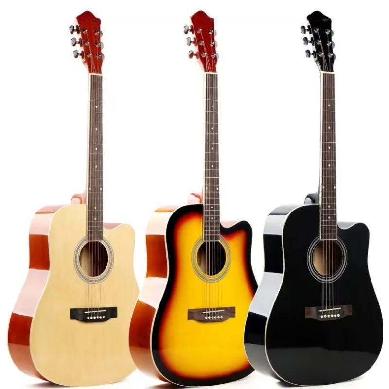 41 Inch Cutaway Acoustic Guitar, Multi‑Color Optional Wood String Instrument For Beginner Learning Practice