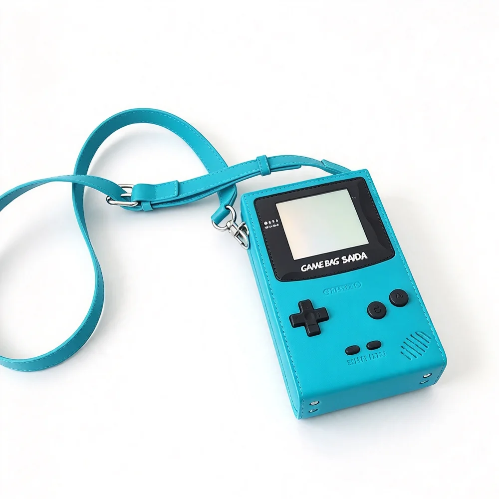 Leather Retro Game Console Style Mini Crossbody Bag Decoration Box Type Single Shoulder Small Bag Y2k Trendy Shoulder Bag Adjust