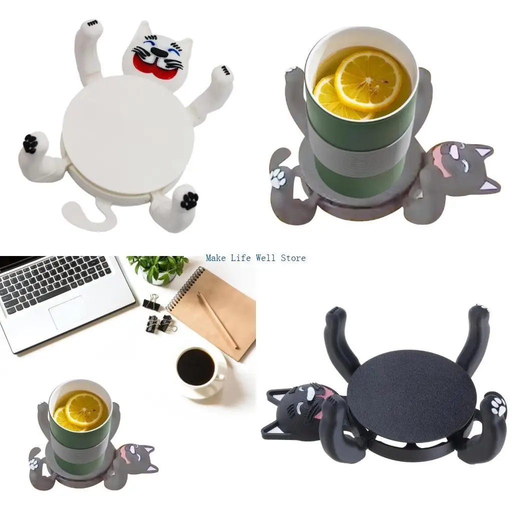 

Смешные кошки подставки 3D -печатные держатели напитков деликатный коврик для питья уникальные декоры для любителей домашних для