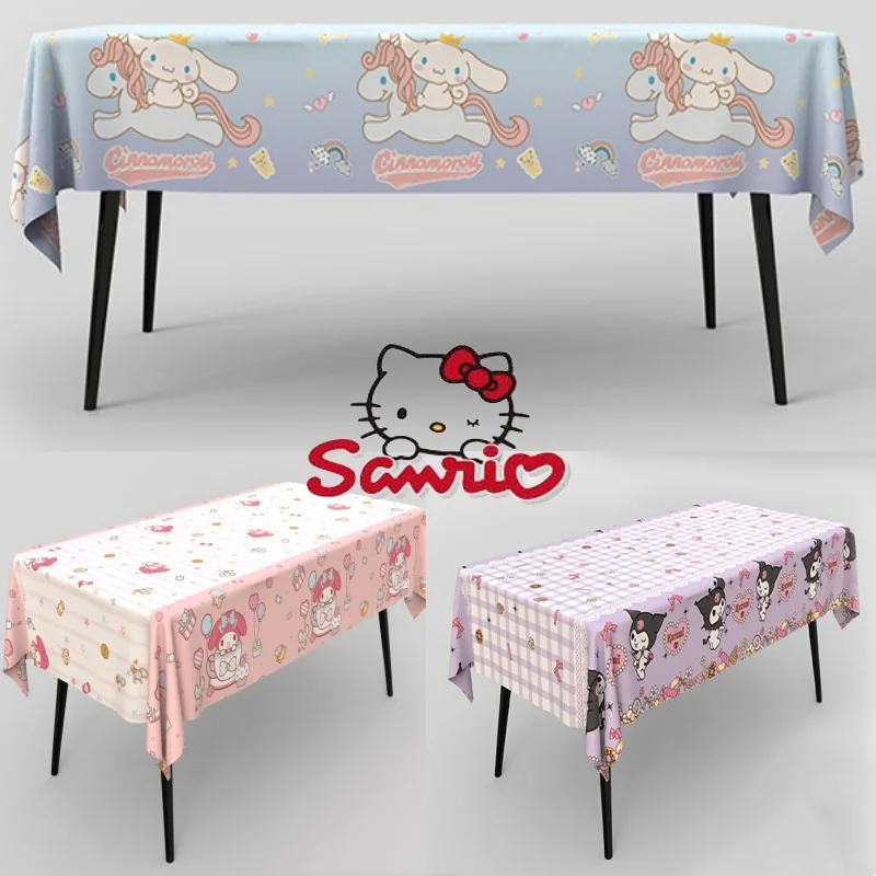 

Kuromi Birthday Party Tablecloth Oil-proof Waterproof Atmosphere Sense Cartoon Cinnamoroll Disposable Tablecloth Decoration