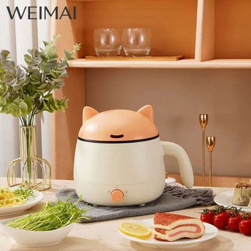 1.8L Cute Cat Electric Cooking Pot Multifunctional Mini Non-stick Hot Pot 220V Dormitory Household Cooker for Boiling, Frying