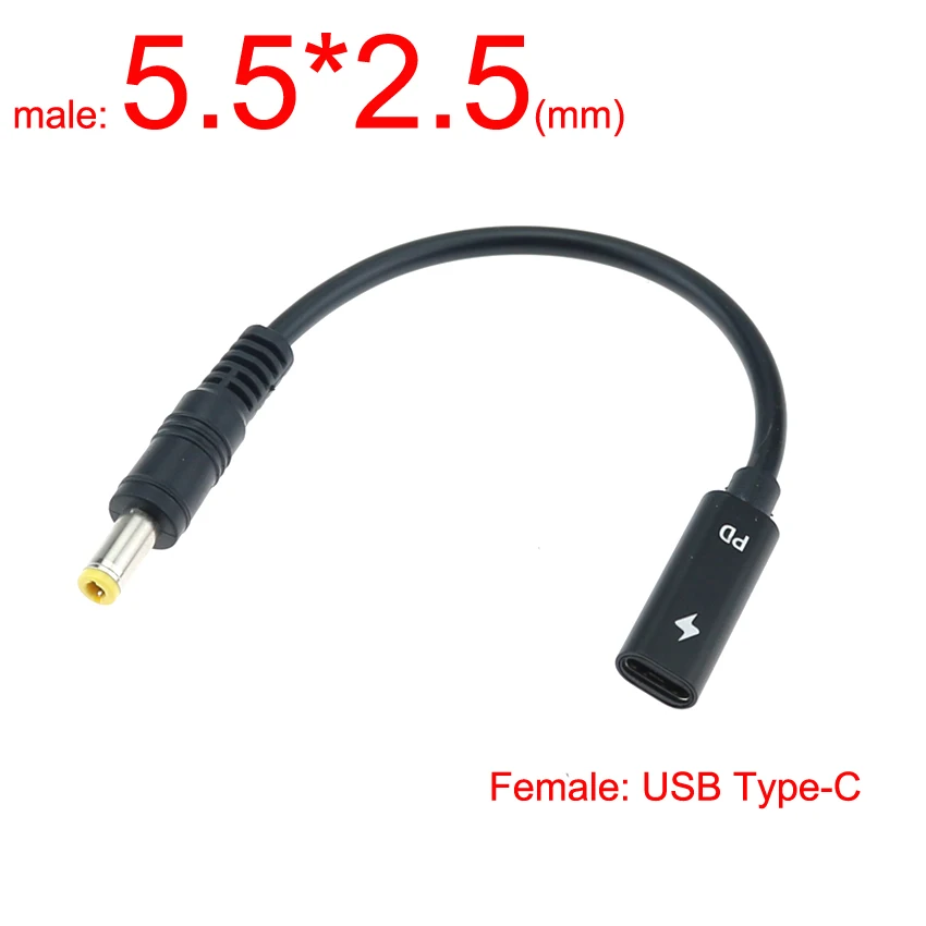 Yuxi-ユニバーサルノートブックタイプcからユニバーサルラップトップへの接続,DCコネクタ,ラップトップ充電ケーブルコード,充電器ライン