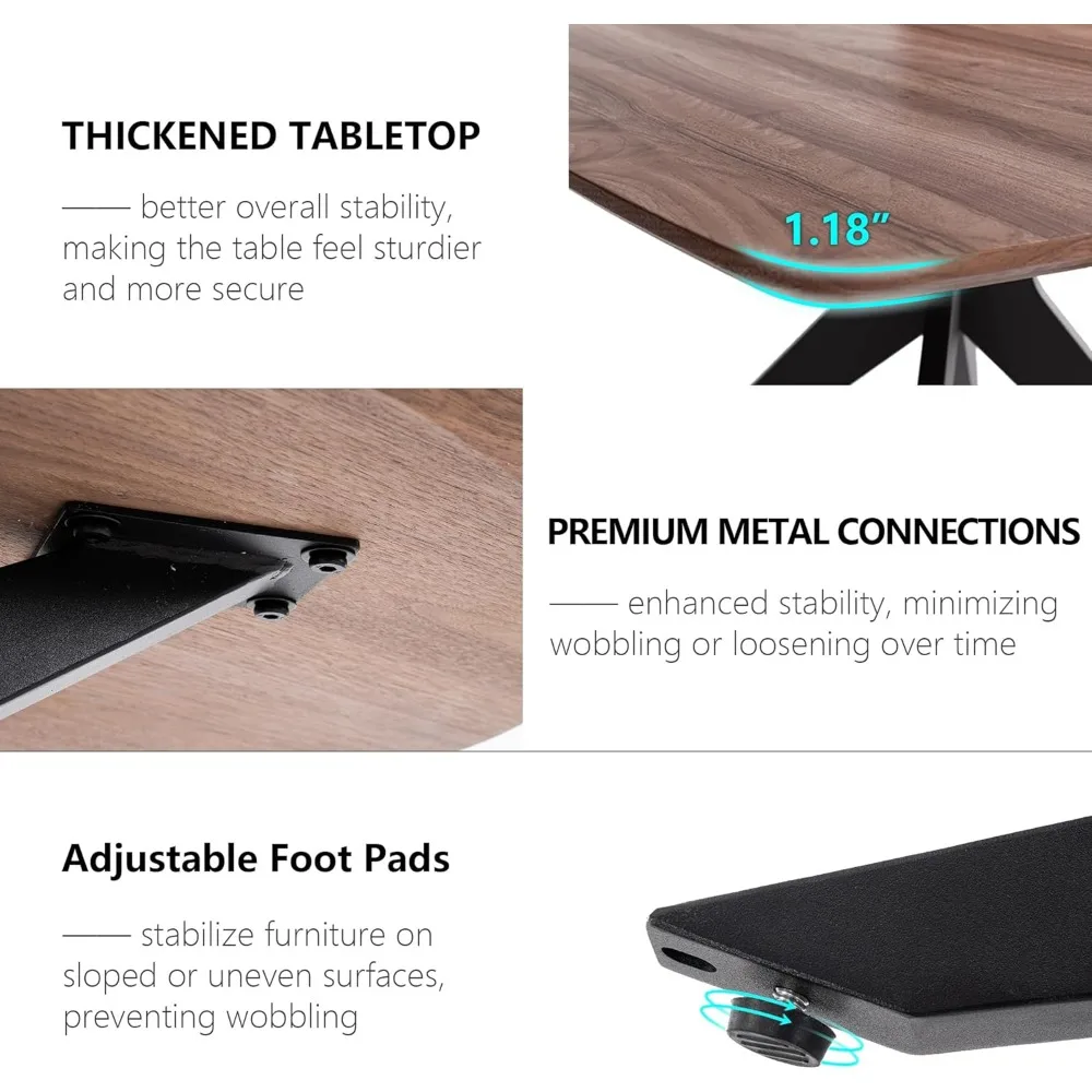 طاولة طعام مربعة من رويل لـ 4، 45.3 بوصة، طاولة عشاء خشبية حديثة للمطبخ مع قاعدة معدنية شديدة التحمل، سطح سميك 1.18 بوصة #4