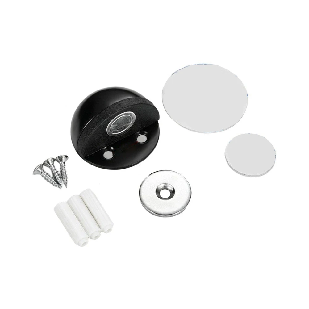 Stainless Steel Magnetic Door Stopper 4 Pack Floor Mounted Door Holder for Living Room Kitchen Bedroom Office 4.5x2.5cm