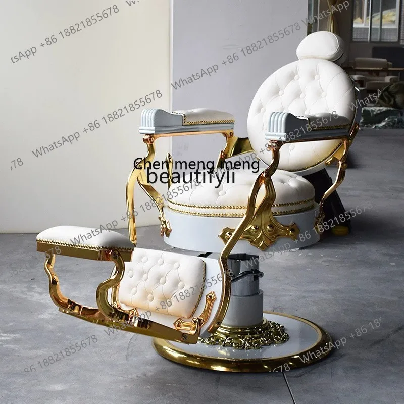 X  Men's Shaving Hair Chair Spinning Lift Hair Care Barber Chair Retro Oil Head Large Chair Hair Salon