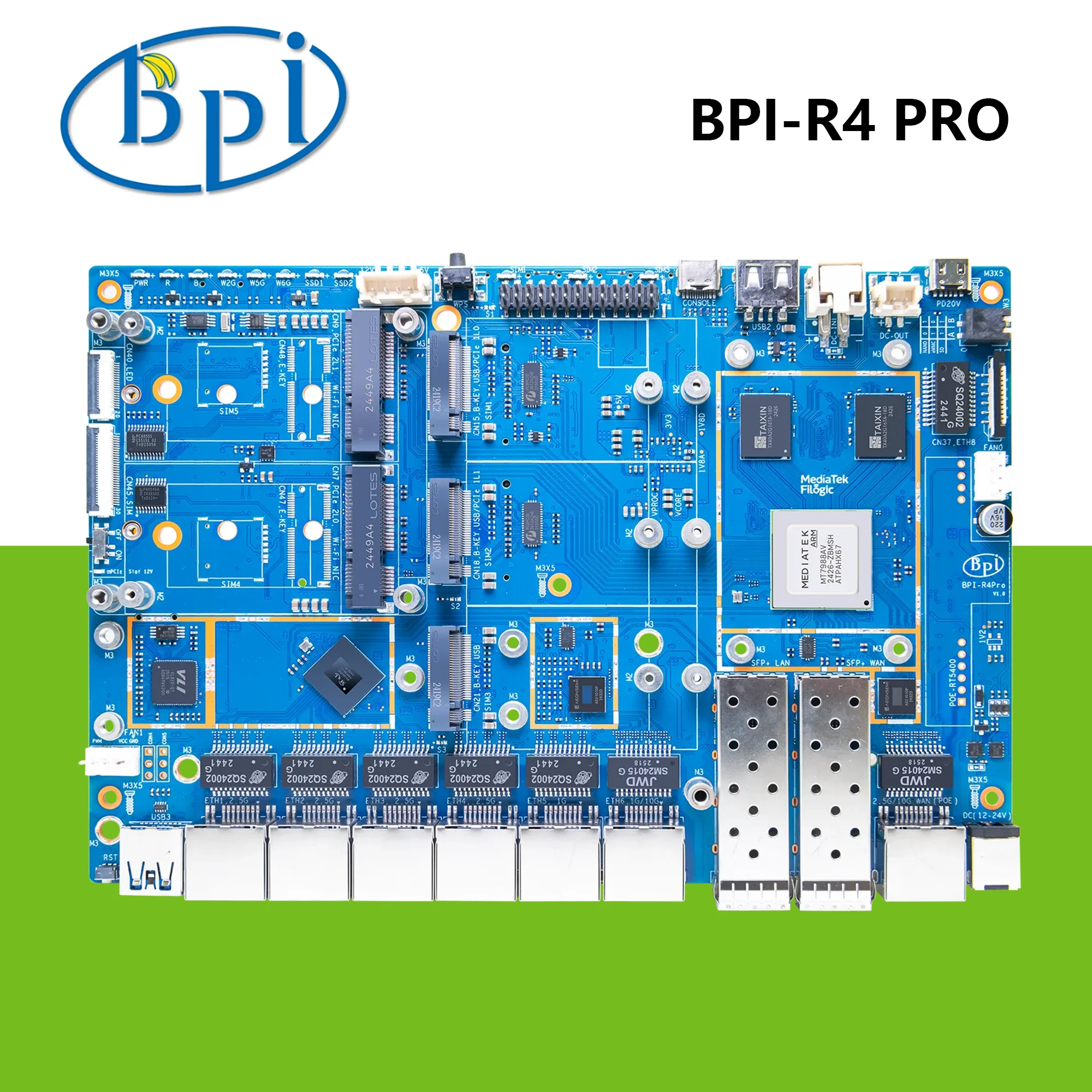 الموز Pi R4 PRO 8GB RAM Wifi7 راوتر مجلس MediaTek MT7988A رباعية النواة الذراع Cortex-A73 المعالج 8G eMMC مساعد المنزل