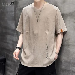 2023 Men's Clothing Round Neck Pullovers Streetwear Casual Short Sleeve Simplicity Spring Summer Thin Handsome Loose T-Shirts