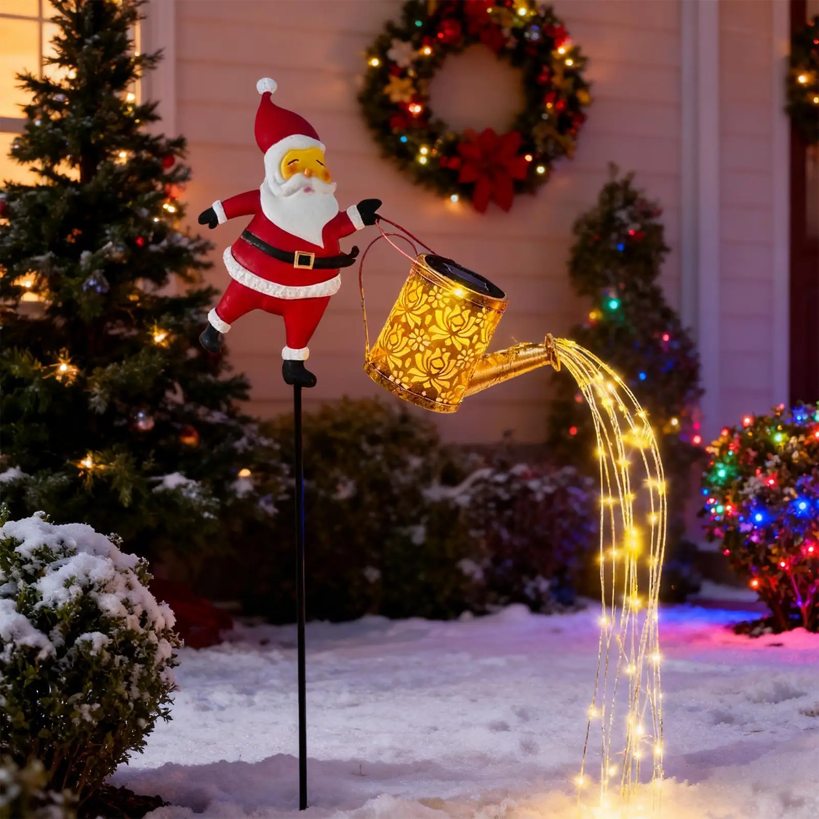 1pcs Solar Santa Claus Kettle Lights Garden Lawn Christmas Lights Kettle Ground Lamp Solar Night Lights Outdoor Decoration