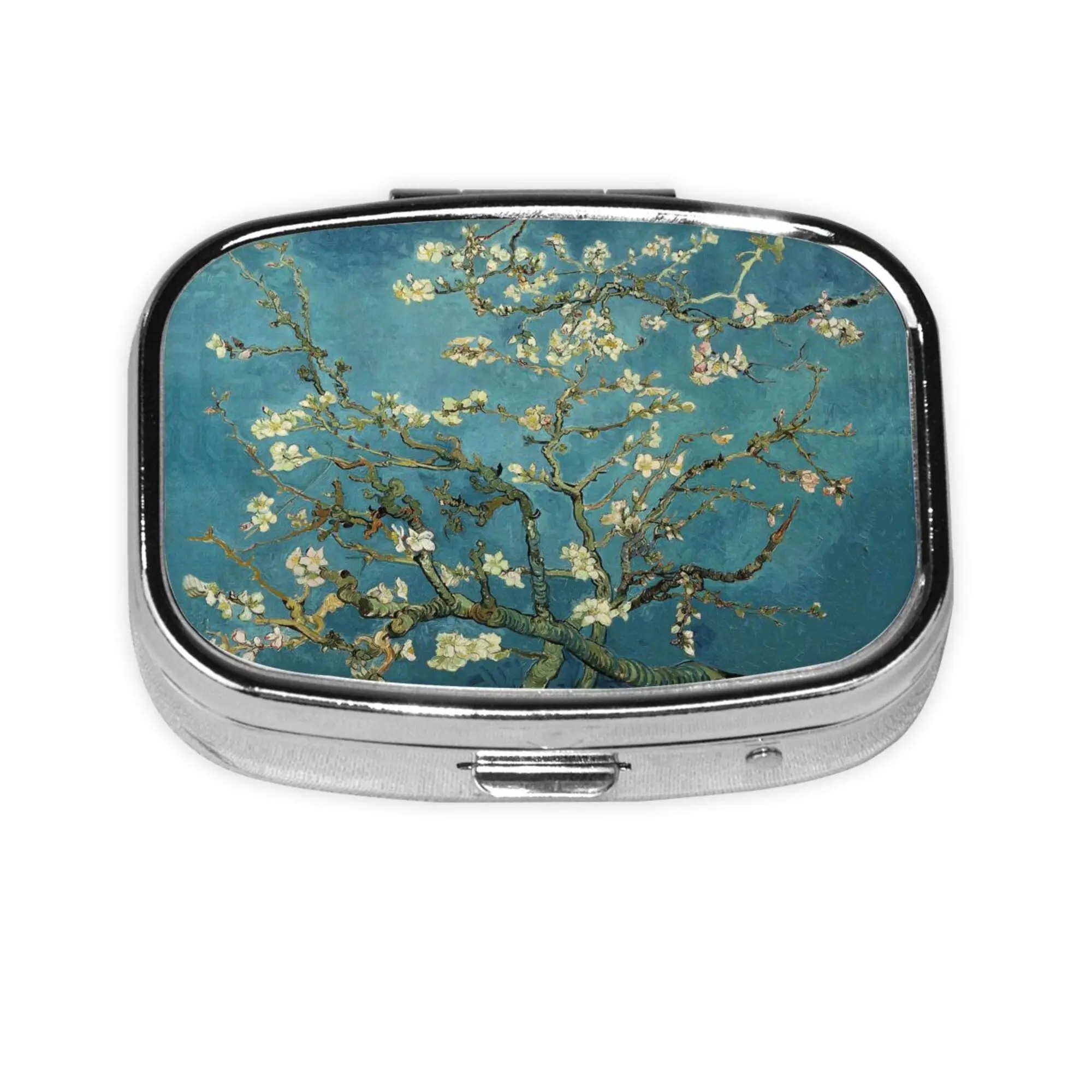 Van Gogh Art Rectangular Pill Box 2 Compartment Small Pill Case for Purse or Pocket Medicine Vitamin Pill Organizer Travel Gifts