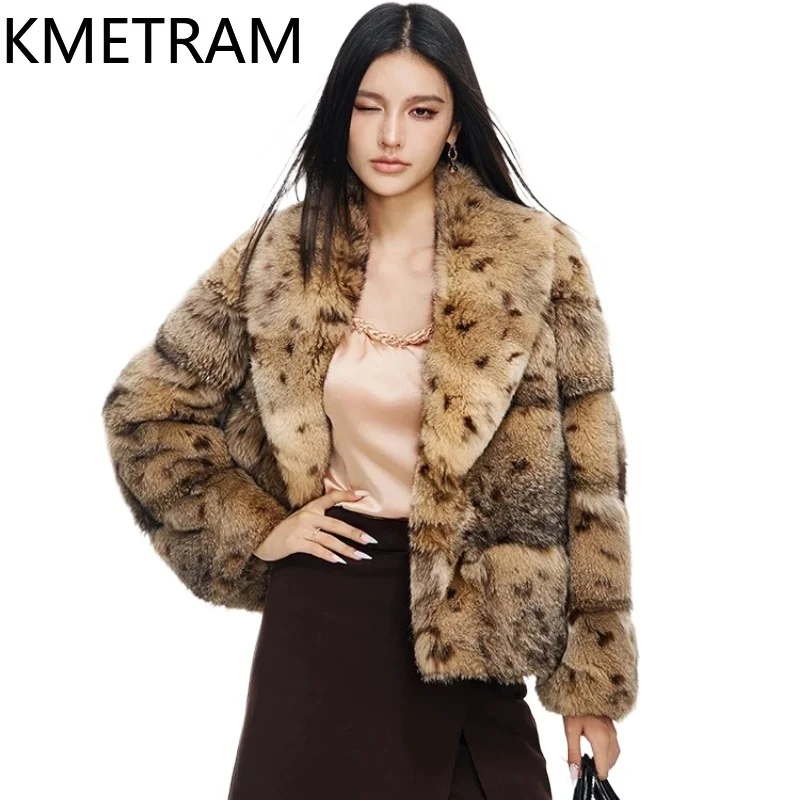 KMETRAM 100% Natural Fox Fur Coat Woman Vintage Leopard Printed Real Fur Jacket Winter Coats Women Clothing 2025 шуба женская