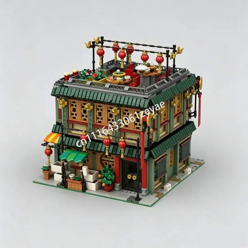 3126PCS Modular Family Reunion Celebration Extension Street View Model Custom Puzzle Creative Assembly Building Blocks Toy Gift
