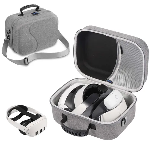 Imagen 1 del producto DEVASO Estuche de transporte grande Universal para Meta Quest 3 VR correa para la cabeza/auriculares/controladores bolsa de almacenamiento para correa para la cabeza VR de todas las tallas
