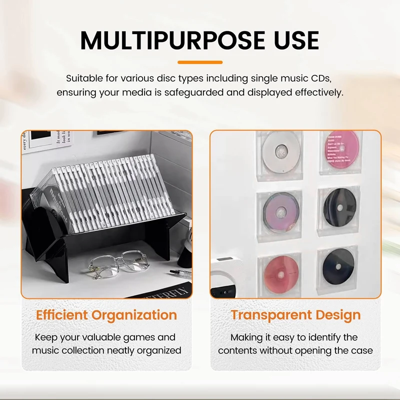 Clear CD Display Box Single Music CD Card Storage Protective Case Album Dust Cover