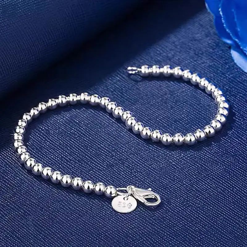 Fashion Charm Bracelet For Women 4mm Beads Chain Popular Women Lady Jewelry Wedding Party Christmas Gifts High Quality Jewelry