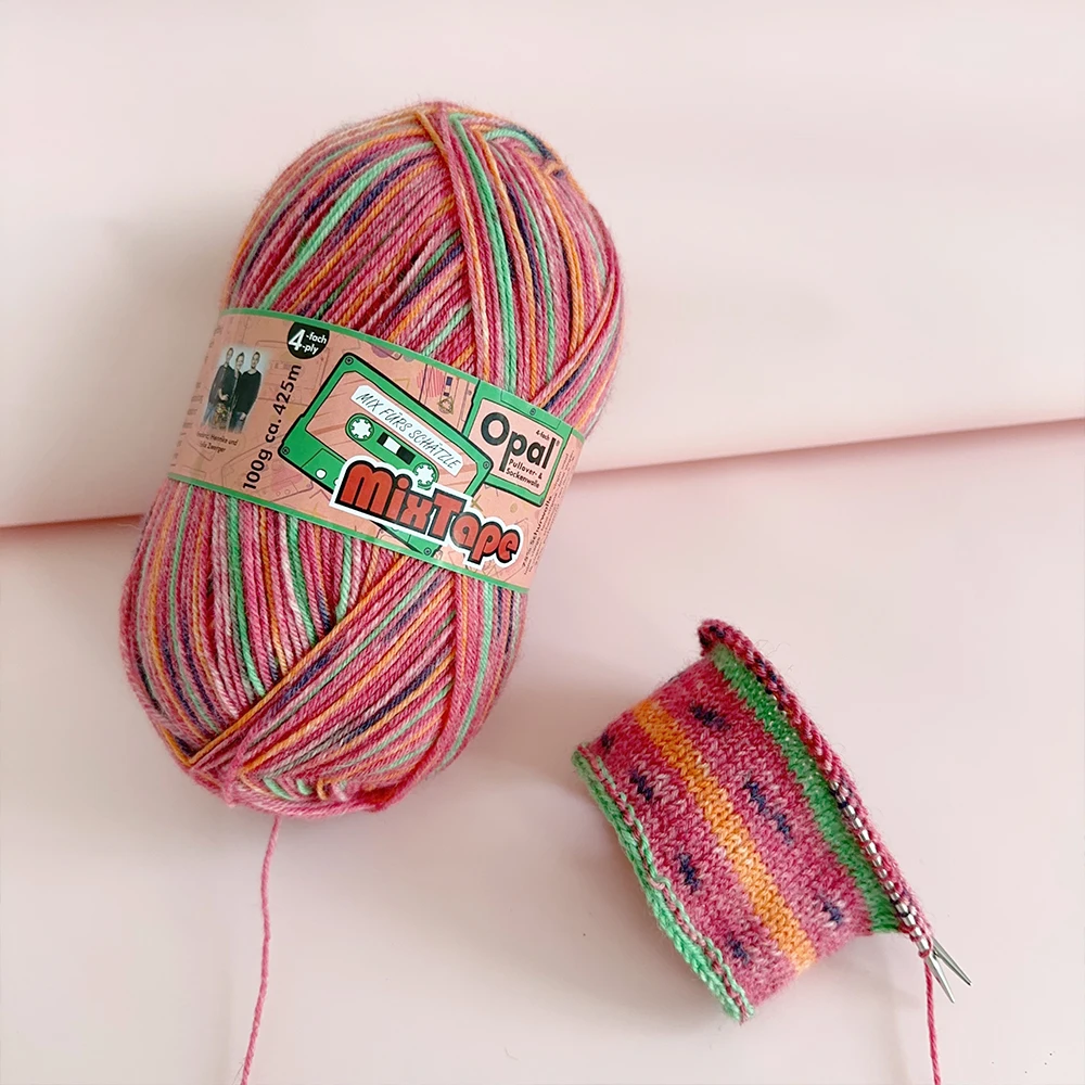 

1*100g ball Opal MixTape 75% wool, 25% polyamide/ Nylon socks knitting yarn