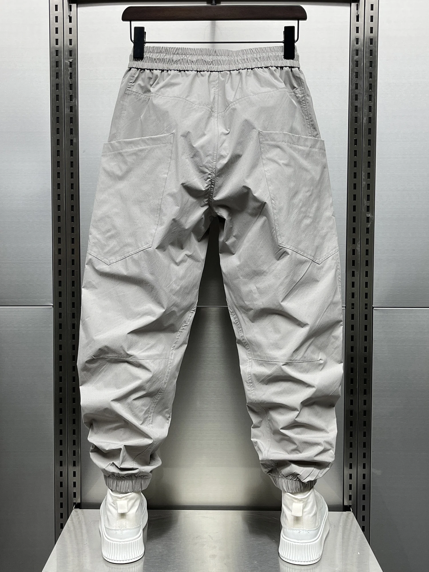 

New Summer Men's Thin Me Breathable Casual Pants Loose Color Simple Sports Loose Waist Nine Points Pants