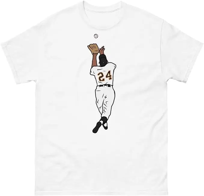 Willie Mays Catch San Francisco Baseball T-Shirt  Hip Hop Vintage Tee Shirt Unisex