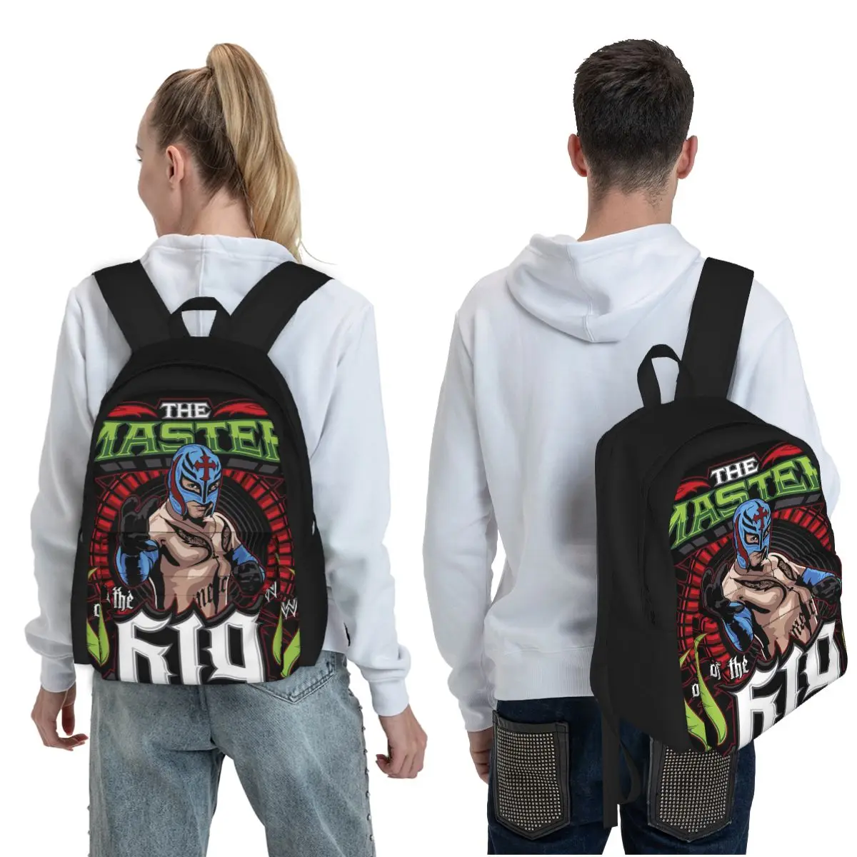 Wrestler Rey MysterioStudent Backpack School Bag Hiking Travel Daypack for Boys Girls Fashion Bookbag Shoulder Bags