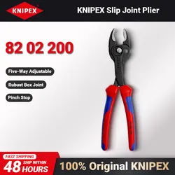 KNIPEX 82 02 200 Adjustable Slip Joint Pliers with TwinGrip Durable Black with Multi-Component Sleeves 200mm