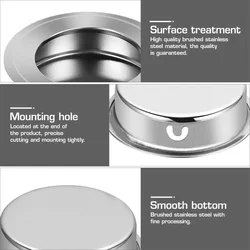4pcs Stainless Steel Round Pull Handle 35mm Hole Silver Handle For Sliding Doors Cabinet Doors Drawers Home Hardwares