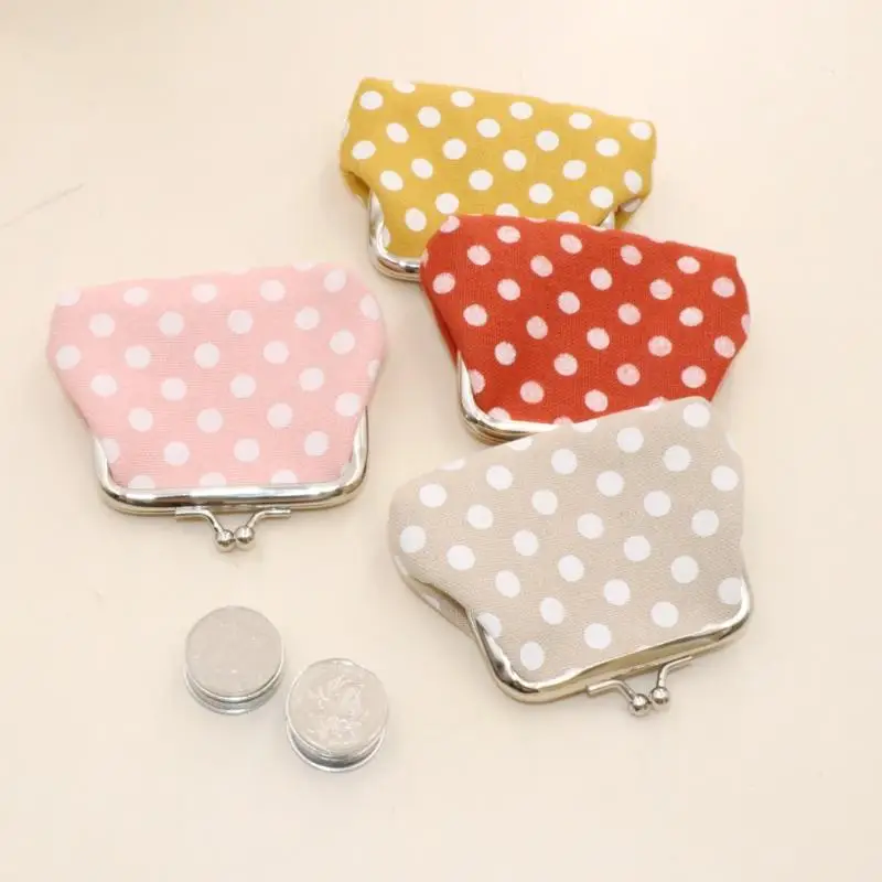 Kiss Lock Polka Dot Coin Purse Lightweight Compact Multifunctional Cosmetic Pouch Perfect as Small Gift for Girls