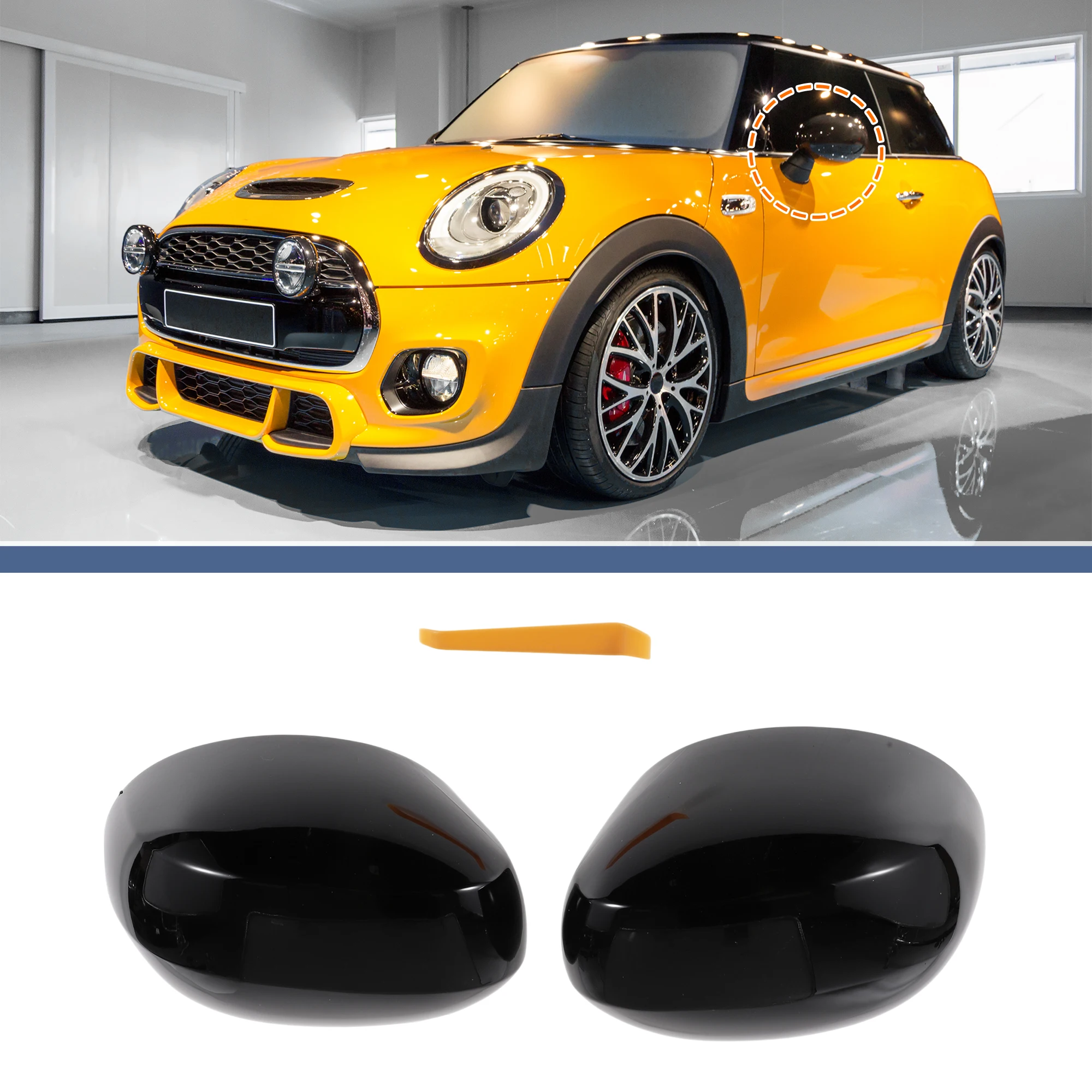 

UXCELL левая и правая крышка зеркала, сменная глянцевая черная крышка для Mini F54 Clubman 20-24