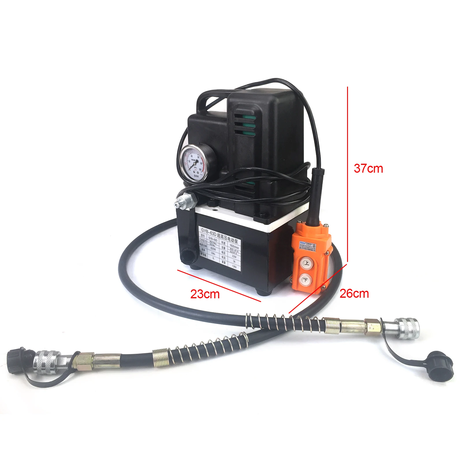 70Mpa Elektrische Hogedruk Aangedreven Hydraulische Pomp 1.2KW Elektrische Hydraulische Pomp Enkelwerkende Handmatige Klep 10000PSI 3700 r/Min