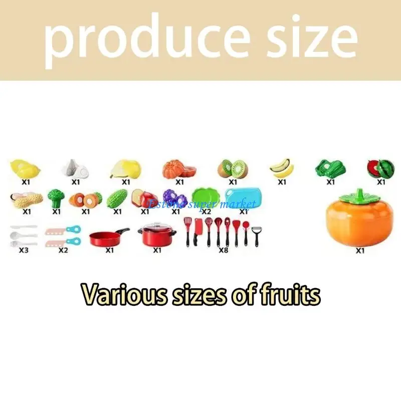 090B เด็กวัยหัดเดินผักผลไม้ Pretend Play ของเล่นตัดของเล่นเพื่อการศึกษาอาหาร
