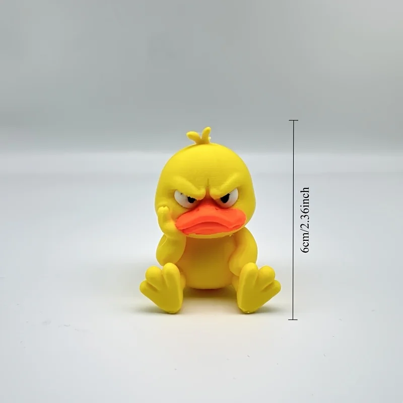 3 قطع تمثال بطة غاضبة مطبوعة ثلاثية الأبعاد - بطة بلاستيكية صفراء كلاسيكية مع منقار وأقدام برتقالية، مثالية لديكور المنزل، زخرفة المكتب