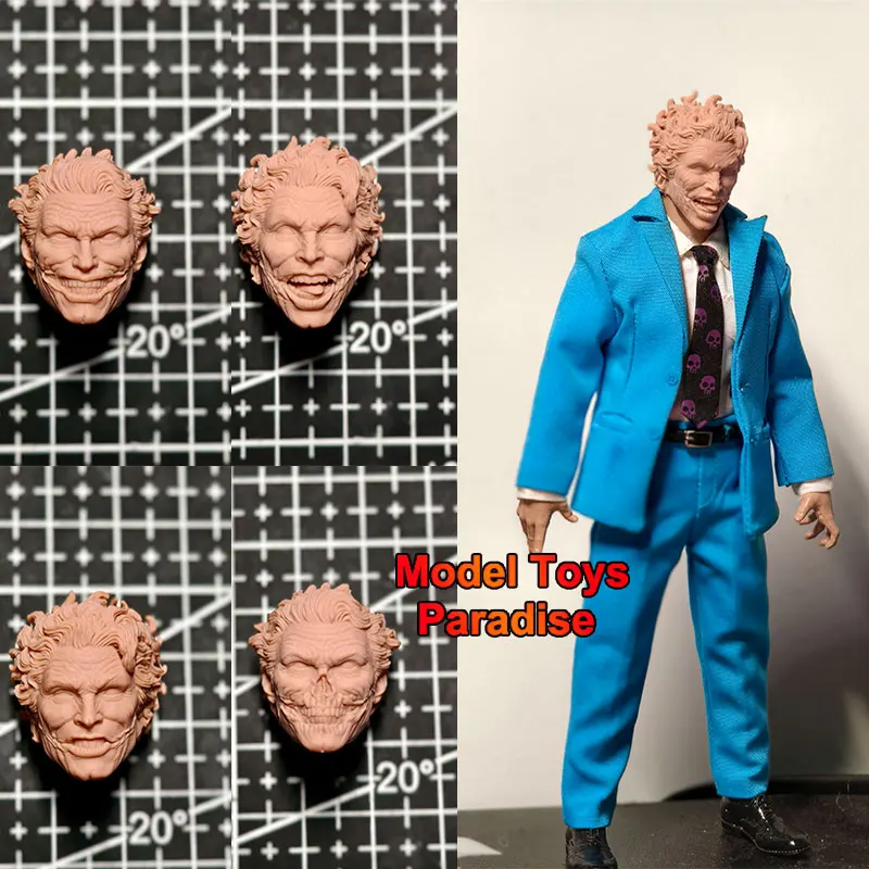 

Неокрашенная DIY масштаб 1/12, белая модель клоуна, голова супер злодея, мужская голова солдата, скульптура, подходит для 6-дюймовой экшн-фигурки, тело