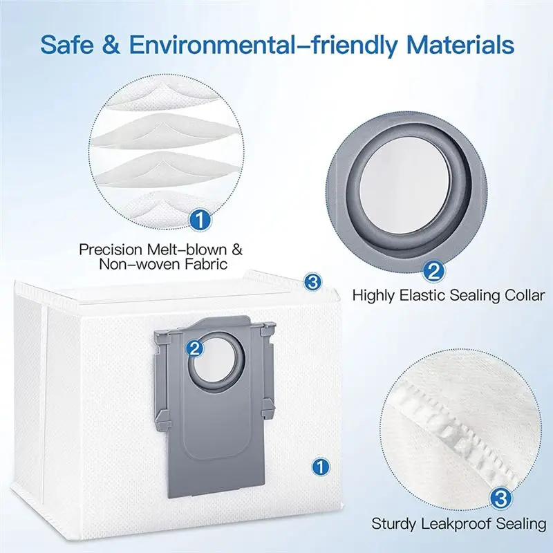 

ABJZ 15 шт. мешков для пылесоса Roborock S7 MaxV Ultra, Q5, Q5+, Q7, Q7+, Q7Max+, T8, G10S, G10PRO, сменные пылесборники