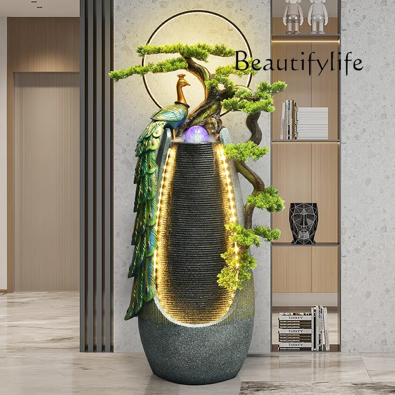 X36 Living Room Running Water Fountain Ornament Indoor Floor Humidification Lucky Decoration Water Landscape