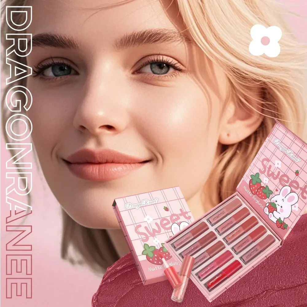 Highly Pigmented Liquid Lipstick 10pcs Velvet Matte Lip Gloss Set Waterproof Long Lasting Non Stick Lip Glaze Makeup Cosmetics