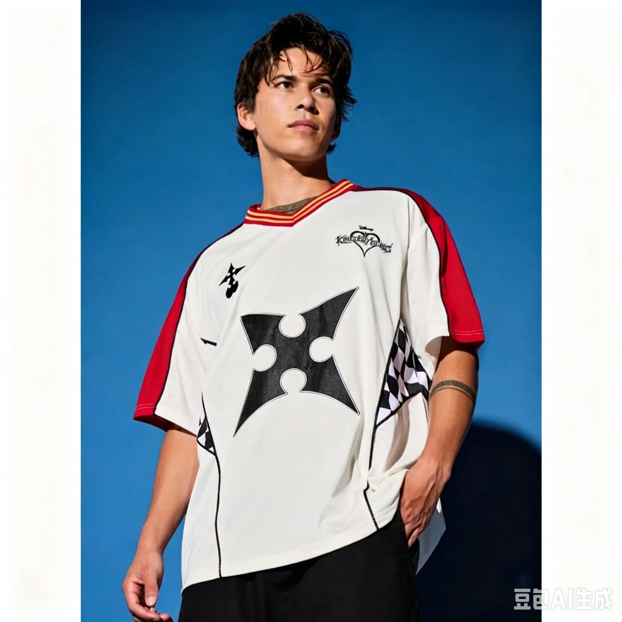 Neues Kingdom Hearts No Man Symbol Schachbrett 3D-gedrucktes Fußballtrikot, atmungsaktiv, schnelltrocknend, Familien-Kurzarm-T-Shirt – Detail 3
