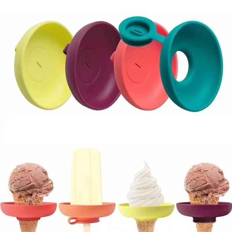 1/4PCS Silicone Drip - Proof Popsicle Holder Reusable Anti-Drip Ice Cream Holder Portable Popsicle Protector for