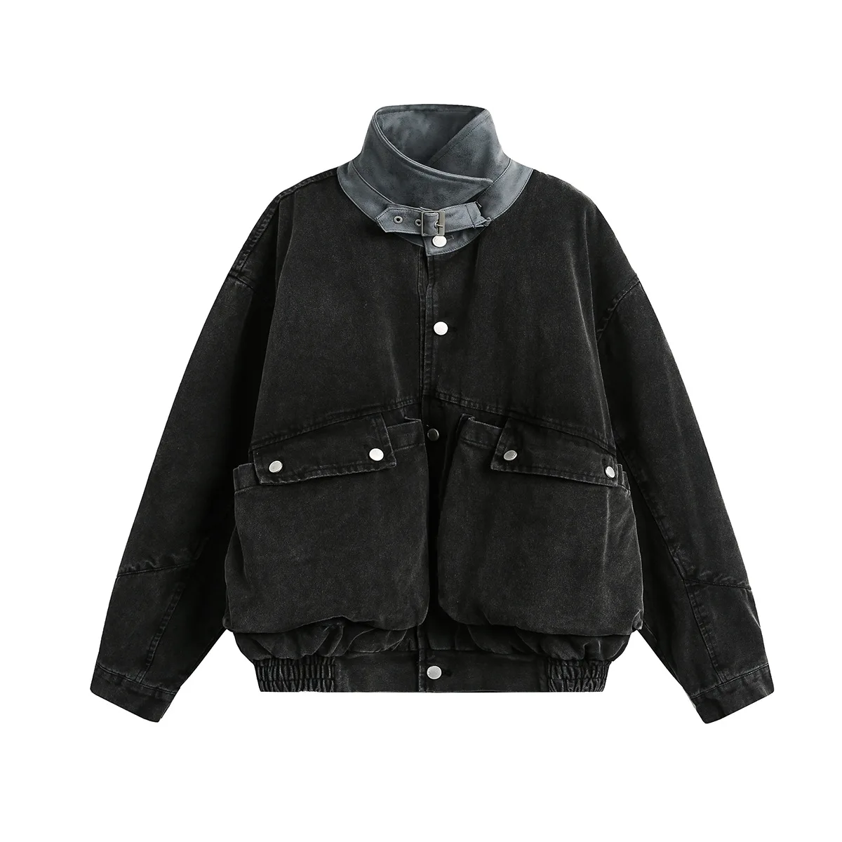 New Men's Solid Color Jacket Single Breasted Big Pocket Decoration Warm Soft Durable Loose Casual Minimalist Versatile Outerwear