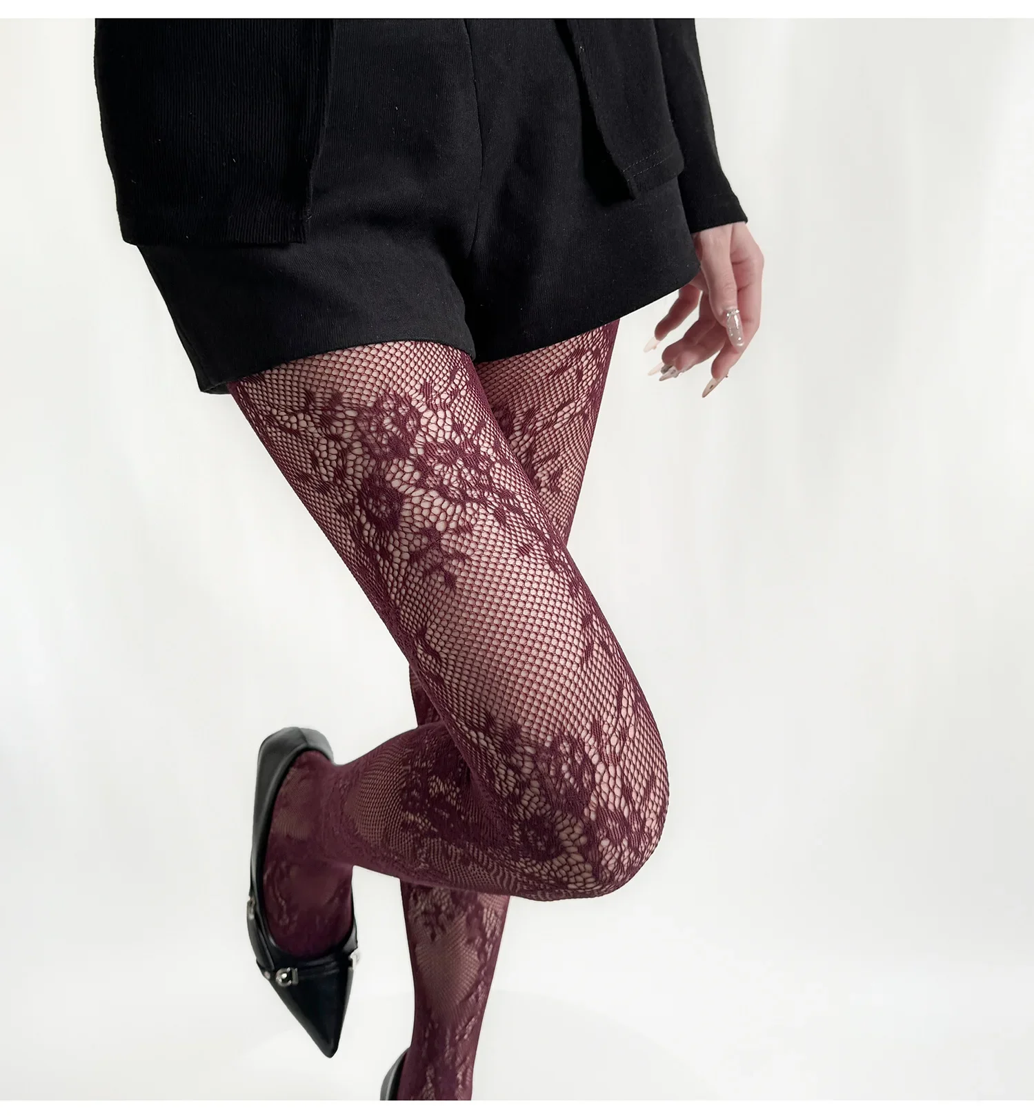 Sommer Damen Sexy Netz-Spitzen-Strümpfe mit Blumenmuster, Overknee-Strümpfe, Netzstrümpfe, Modische Retro-Blumen Mädchen Alltags-Strumpfhose – Detail 19