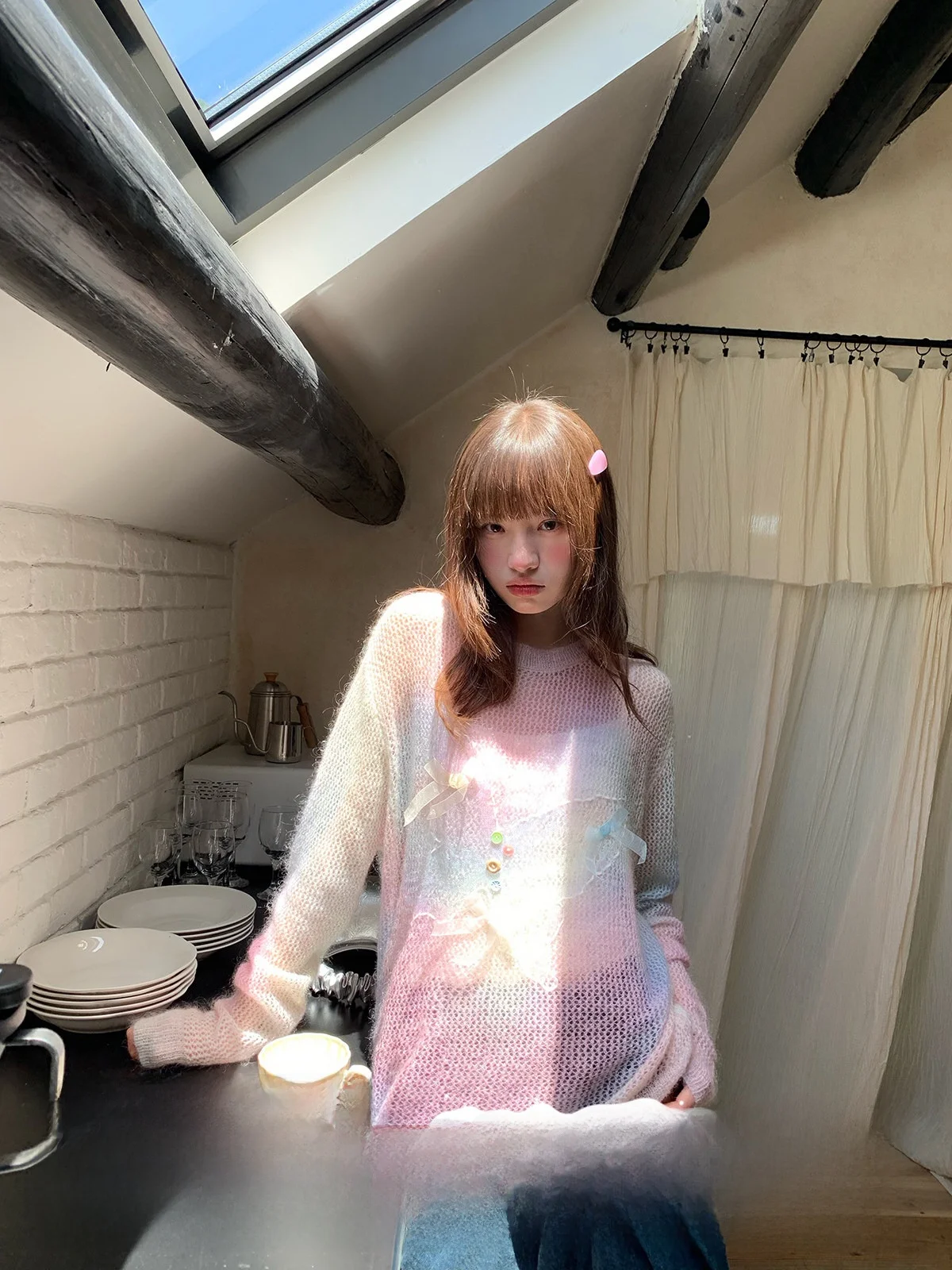 

Sweet Sle Knitted Sweater Women's Loose Fit Knot Faionable Soft Polyester Fiber Long Sve round Ne Top