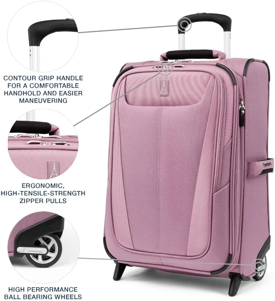 Travelpro-Valise Légère Extensible Verticale Maxlite 5 Softside pour Homme et Femme, 2 Roues, Rose Orchidée