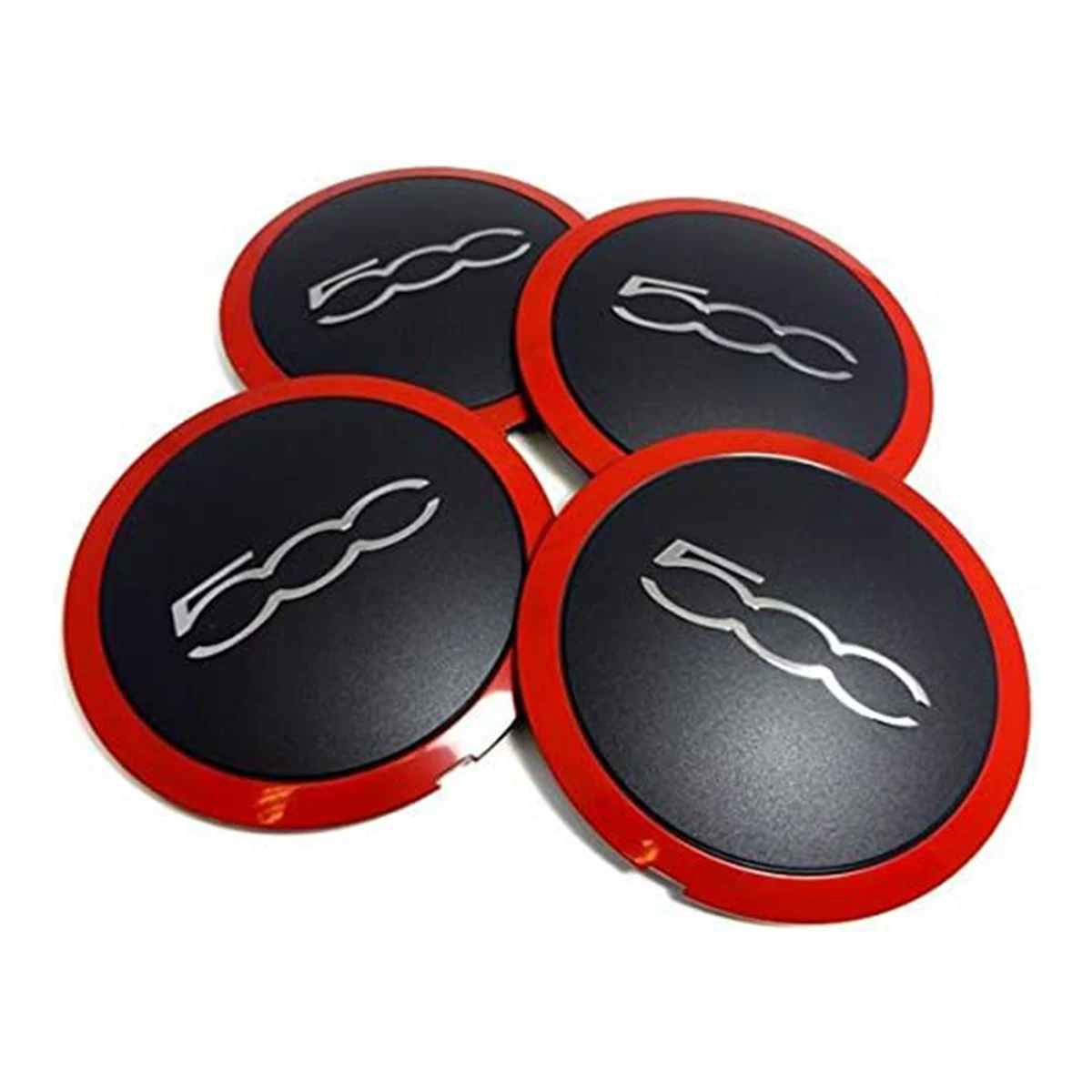 4Pcs 133mm Hubcap for Fiat 500 Wheel Centre Hub Caps Emblem Sticker 68078419AC 68078421AC 51884863 Red