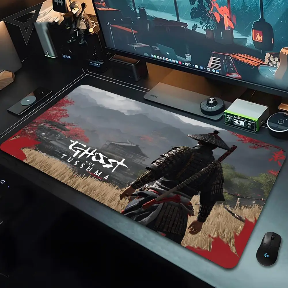 G-Ghost of T-Tsushima creative method Mouse Pad Lockedge Office Computer Desk Mat Table Keyboard Big Mouse Pad Laptop Cushion