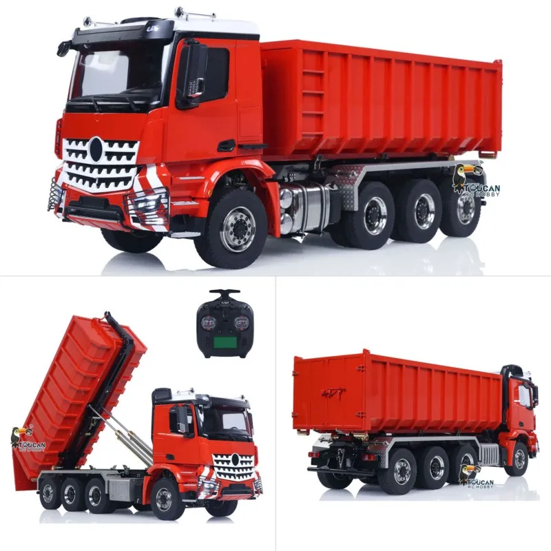 Toucan Metal 1/14 RC Hydraulic Dumper 8x8 Roll Off Dump Truck 3363 Rear Axle Steering Remote Control Tipper Light Sound System view 2