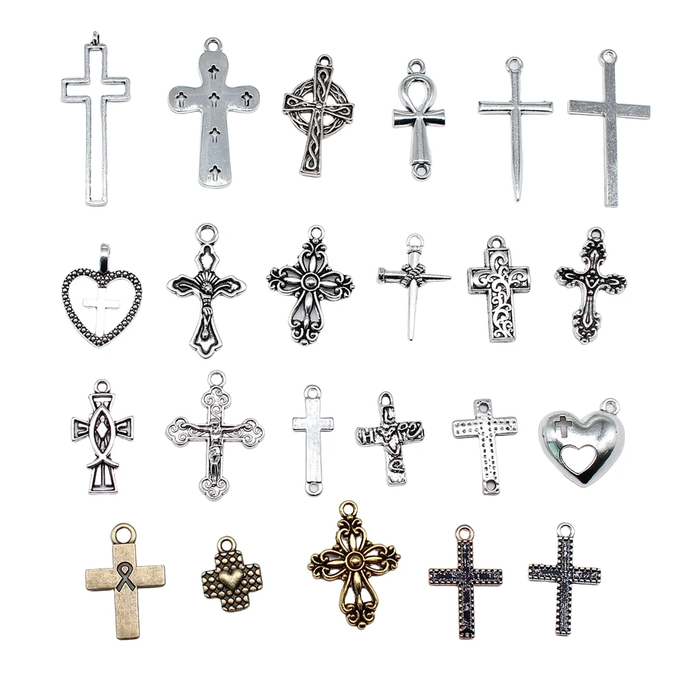 10pcs Cross Charms Religious Beliefs Pendant DIY Handmade Jewelry Handcraft Accessories