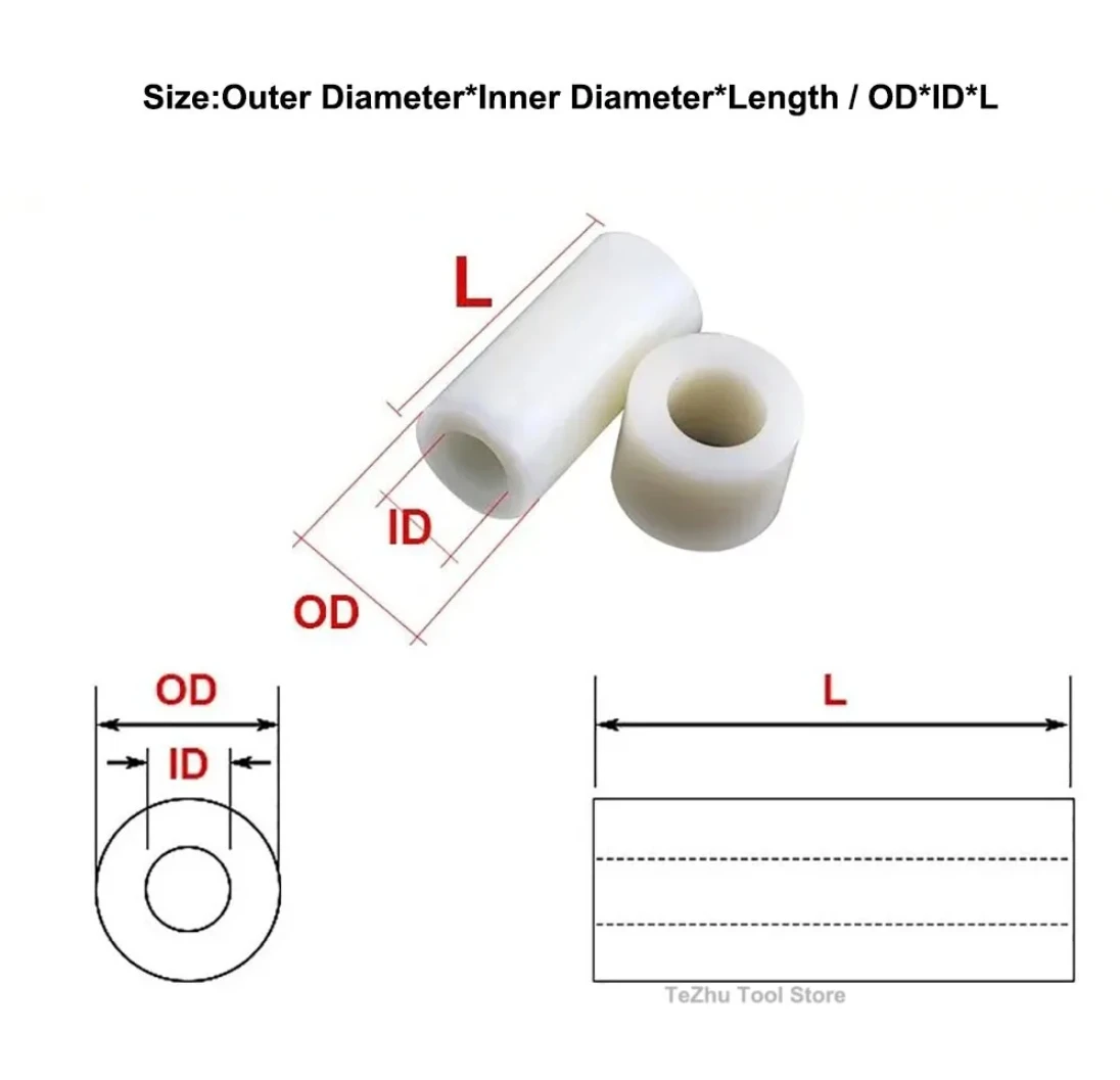 M3 M4 M5  ABS Nylon Insulation Column Pad Straight Column Nylon Sleeve ABS Cylindrical Round Hole Pillar PCB Spacer