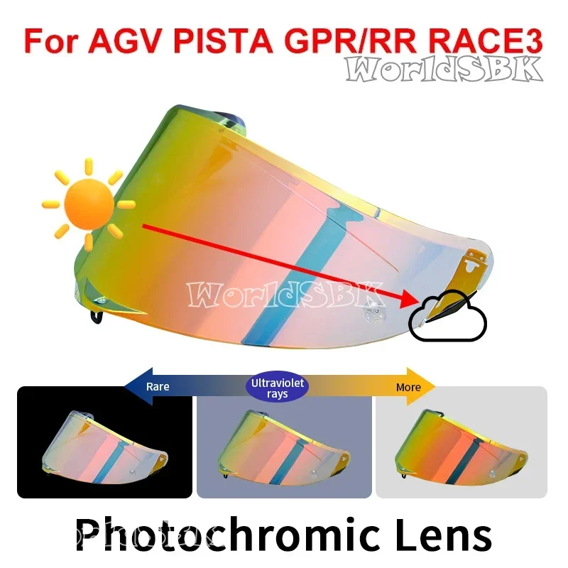 

Photochromic Visor for AGV PISTA GP RR GP R CORSA R RACE 3 Helmet Lens Shield Glass Windshield Viewfinder Screen Accessories