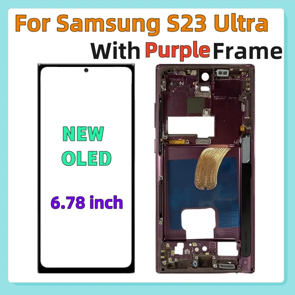 Tela super oled s918 para samsung galaxy s23 ultra 5g s918b/ds