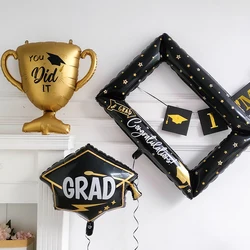 2023 Class Graduation Party Balloons Inflatable Photo Frame Honer Cup Bachelor Cap Graduates Hat Foil Balloons Frame Wall Decors