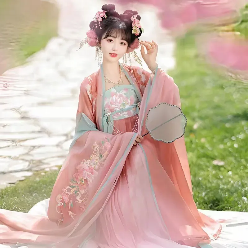 Hanfu de verano 2025, disfraz de hada tradicional chino para mujer, vestido Hanfu rosa antiguo, vestido de fiesta de cumpleaños púrpura de talla grande