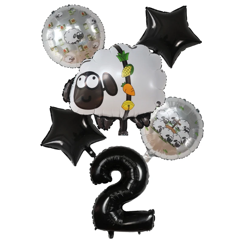 6pcs White Head sheep Foil Balloons Children's birthday party decor Baby Shower wedding marriage room balloons