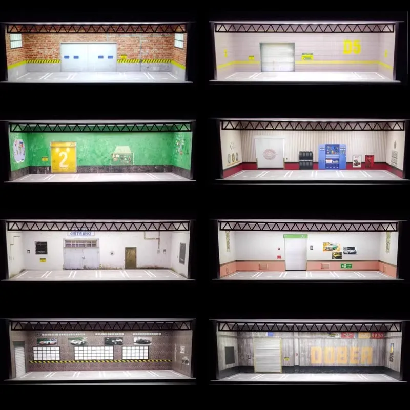 

1/64 гаражный ящик для хранения, винтажная модель автомобиля, сцена, диорама, реквизит